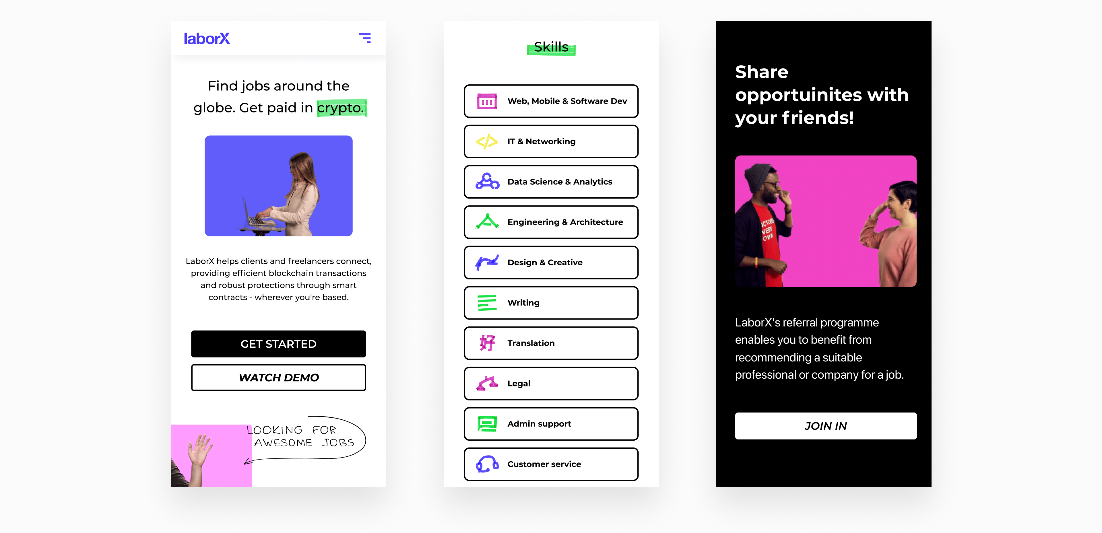 mobile LaborX website by Embacy