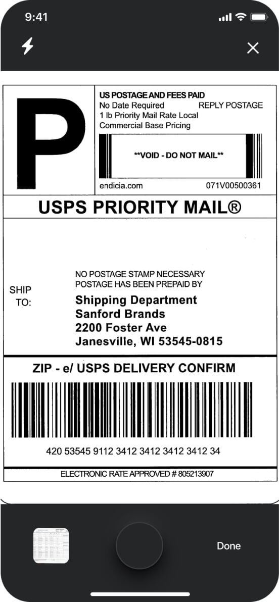 Straightaway app - add stops by scanning the shipping label.