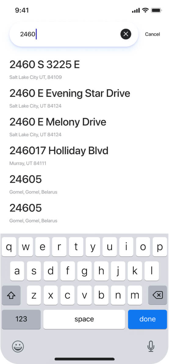 Straightaway app - add stops by searching delivery addresses