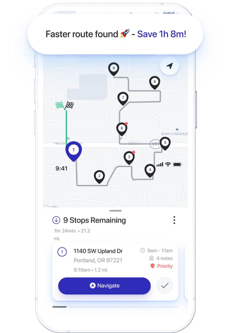 Straightaway route planner app delivery optimization