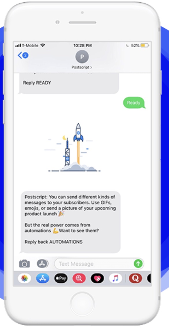 Example of Postscript SMS customization