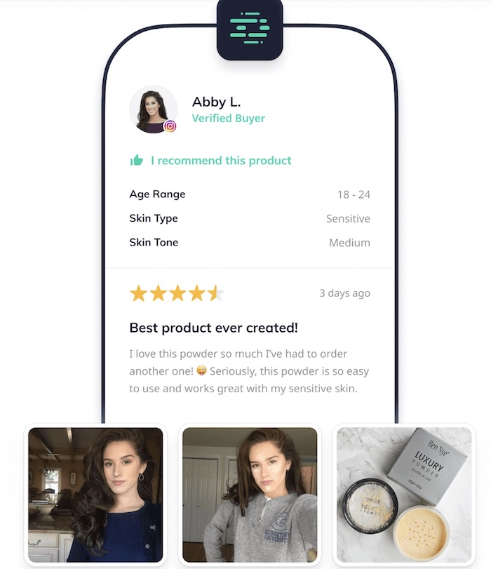 Example of a customer review using Okendo