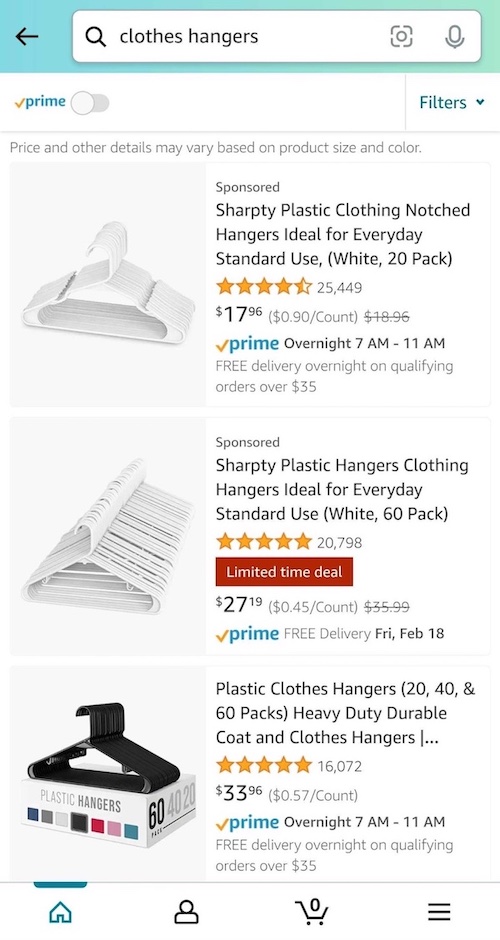 clothes hangers search on amazon