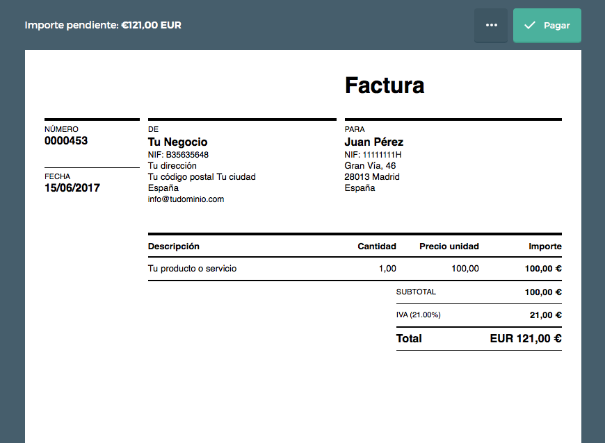 Ejemplo de factura completa