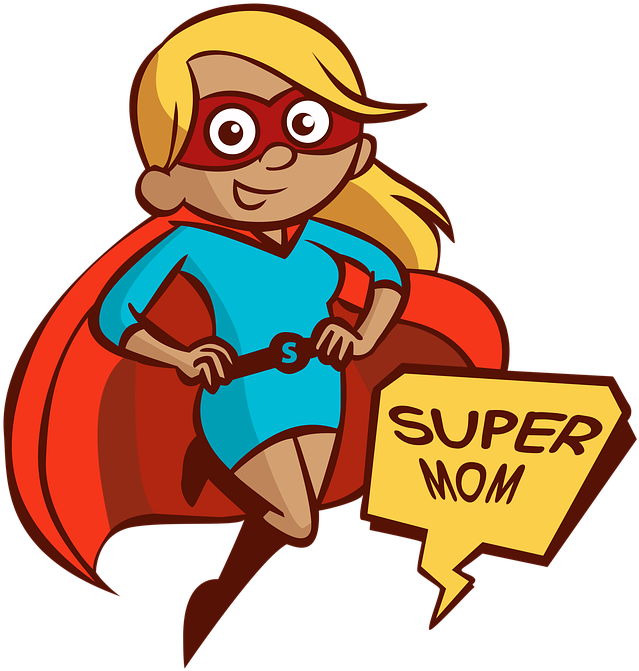 cartoon graphic of super mom