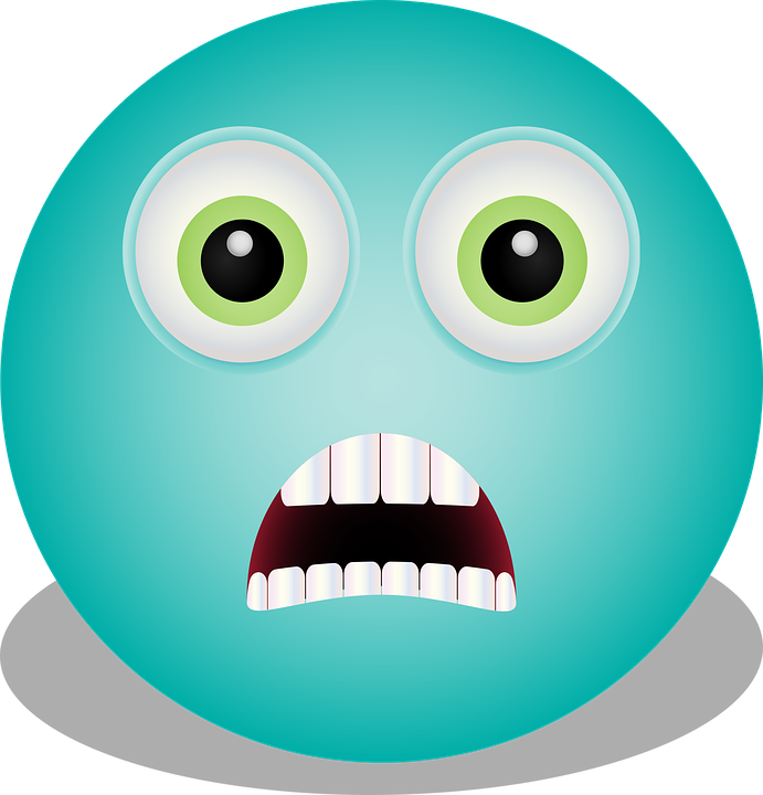 cartoon blue emoji with shocked expression