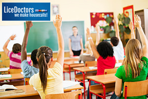 Students raising their hands - LiceDoctors