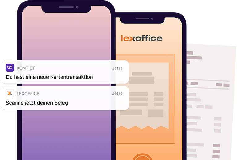 Illustration Push-Benachrichtigung Kontist und lexoffice