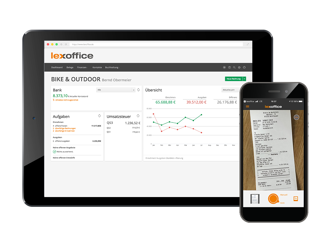 Tablet und Mobile Belegscan per App mit lexoffice