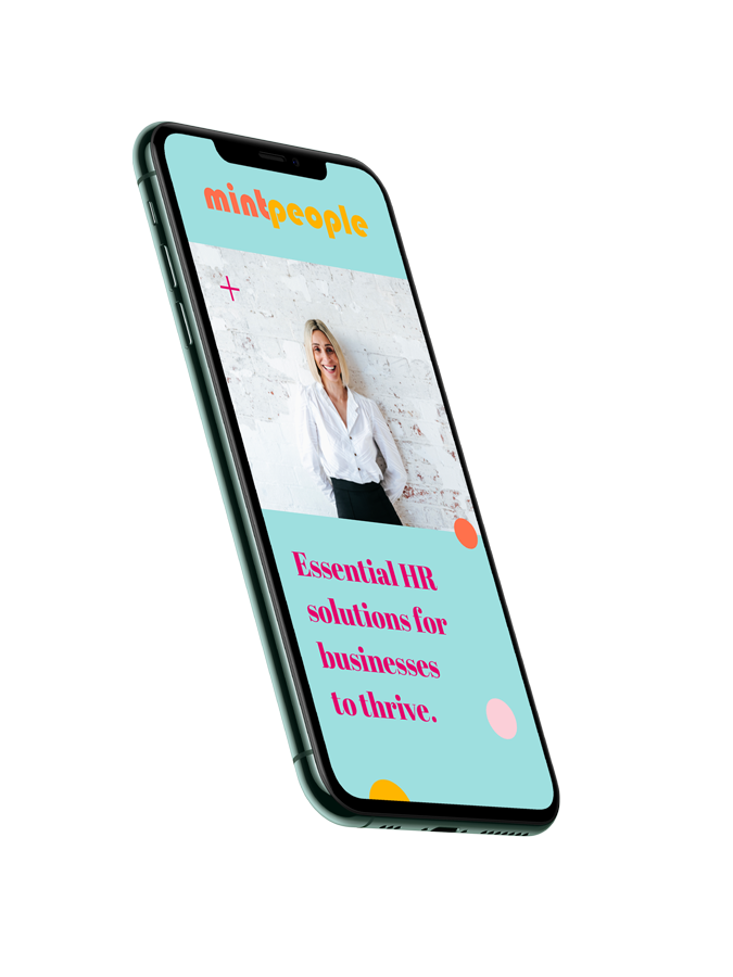 Phone mock-up of Mintpeople website