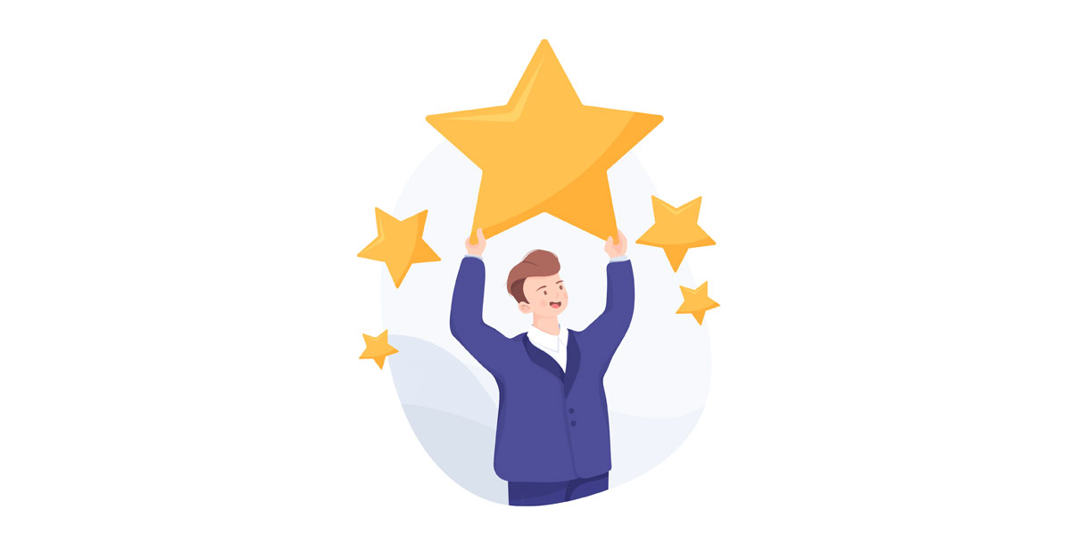 graphic of man getting first eBay star level
