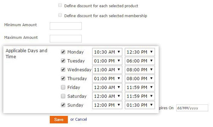 Use the time-based discounts feature to create a “Happy Hour” promotion during off-peak times.