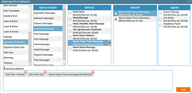Book Multiple Services in an Appointment