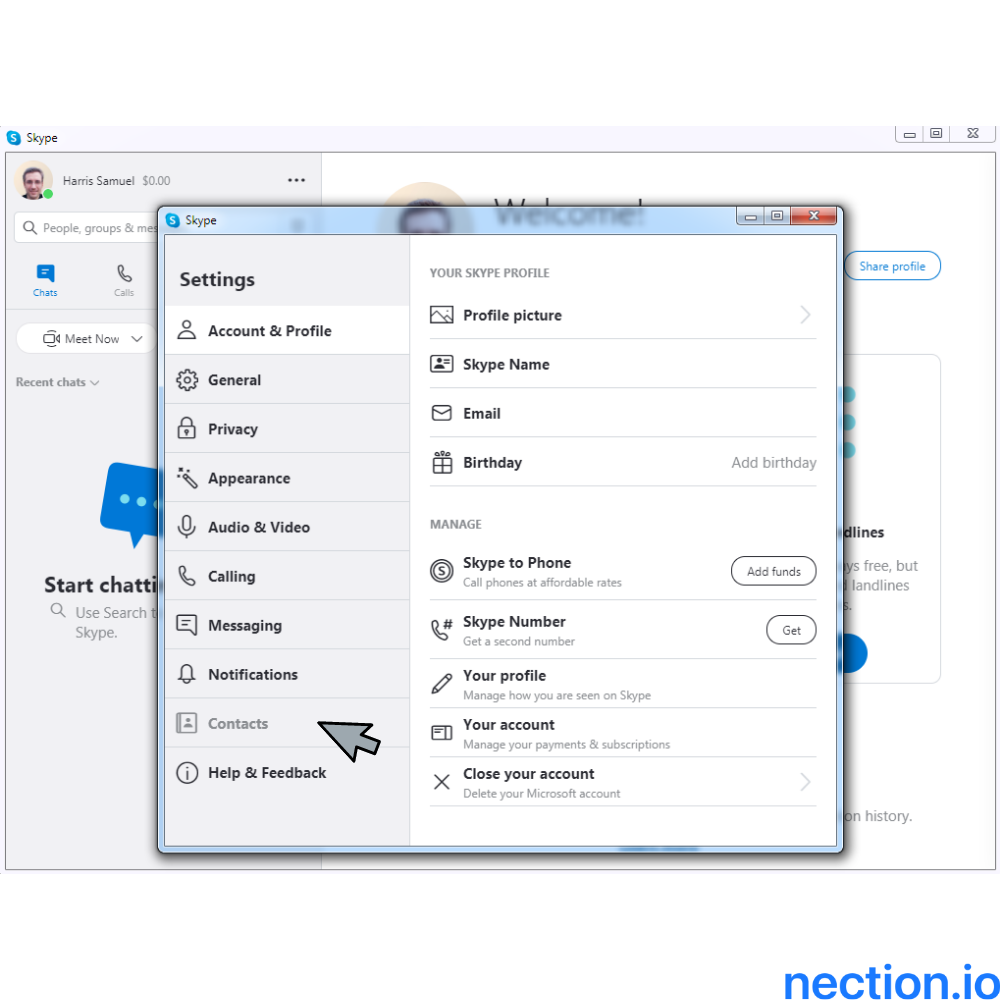 The page with desktop app settings