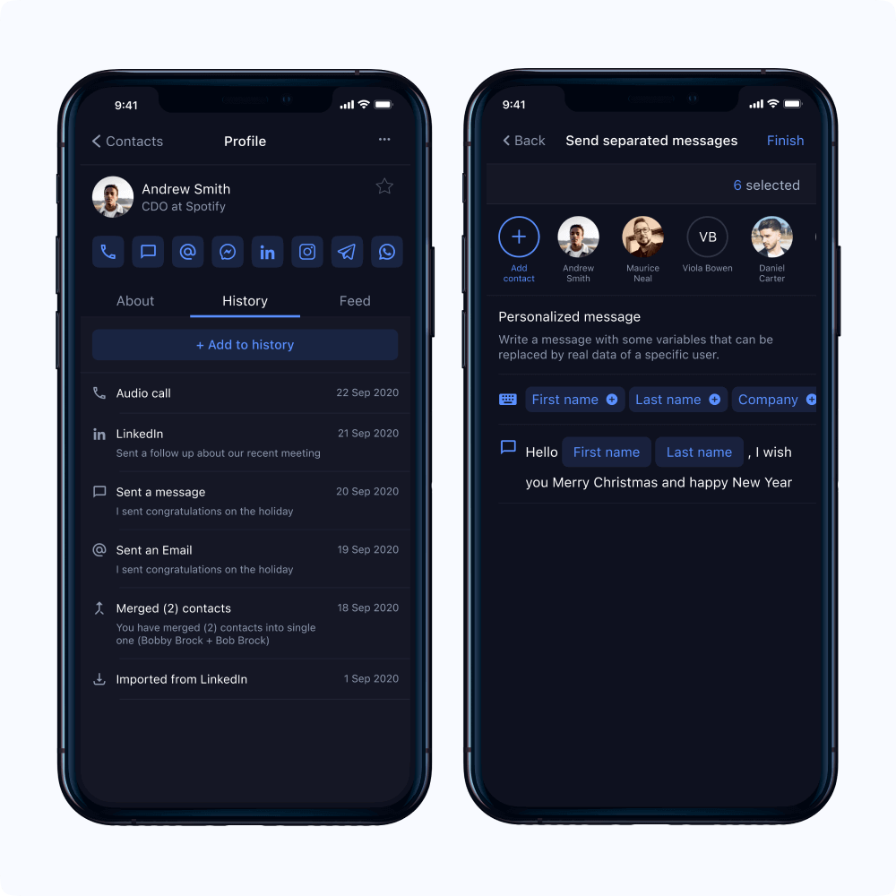 Nection timeline of the connection
