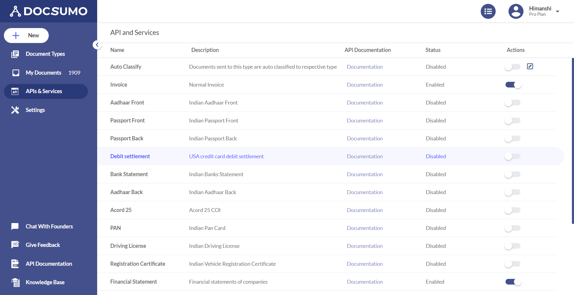 Docsumo API screenshot