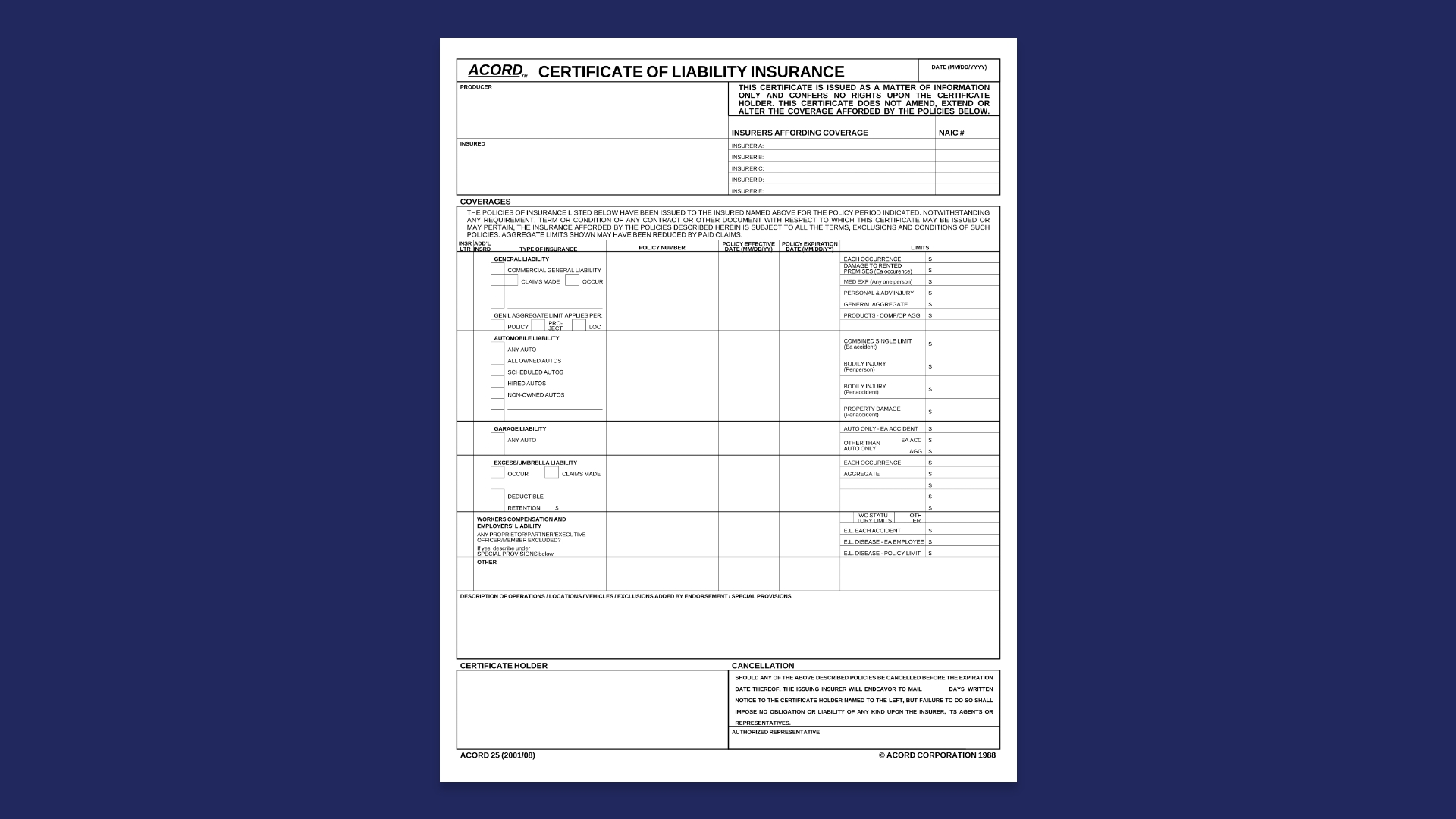 Sample Acord 25