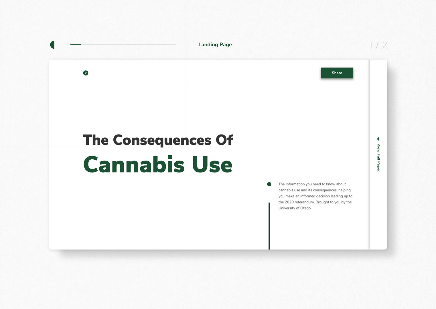 User interface designs for Cannabis Referendum website