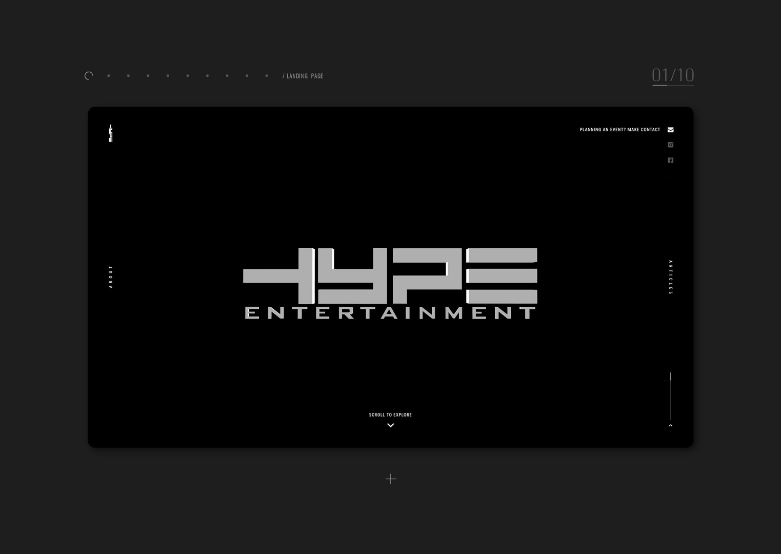 User interface designs for Hype Entertainment website