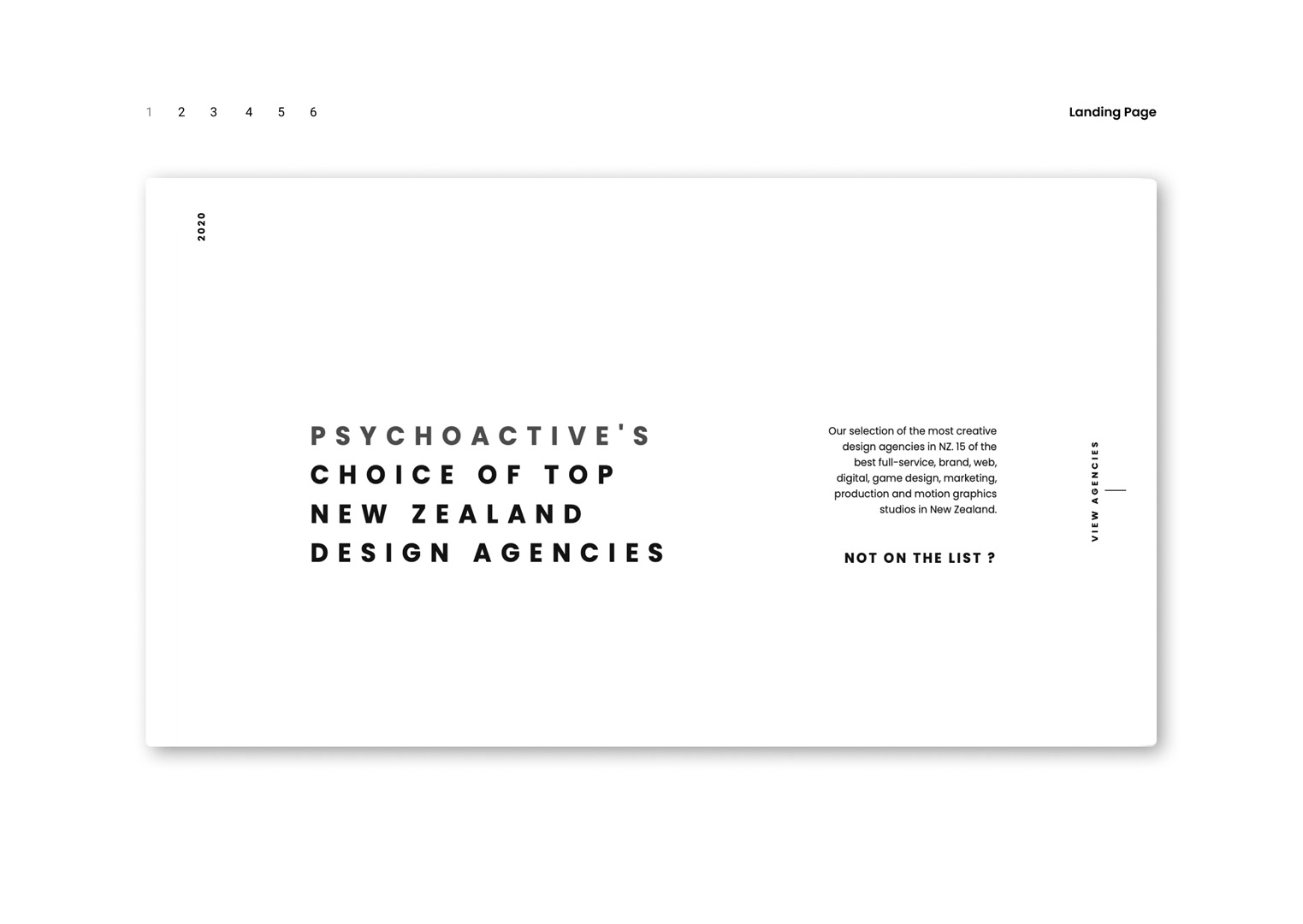 User interface designs for NZ Design Agencies website