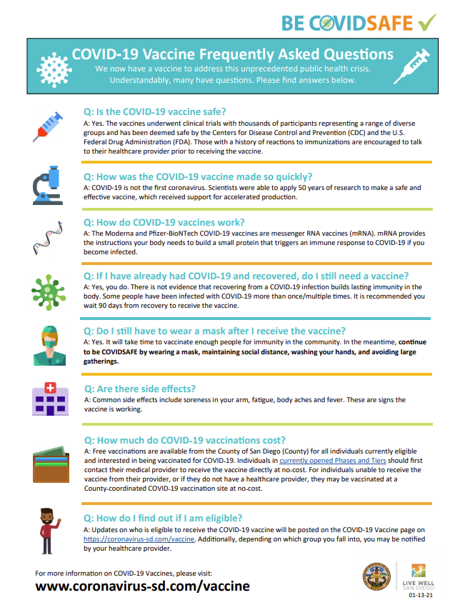COVID-19 Vaccine FAQs - County of San Diego