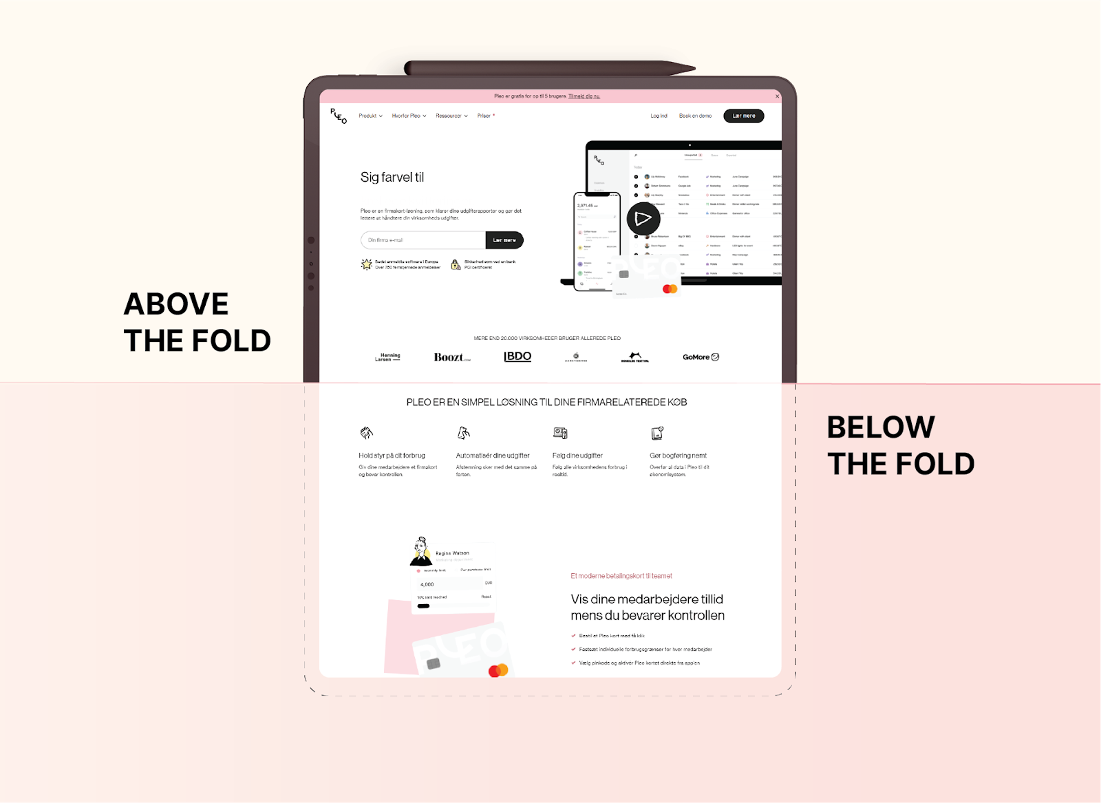 landing page above og below the fold