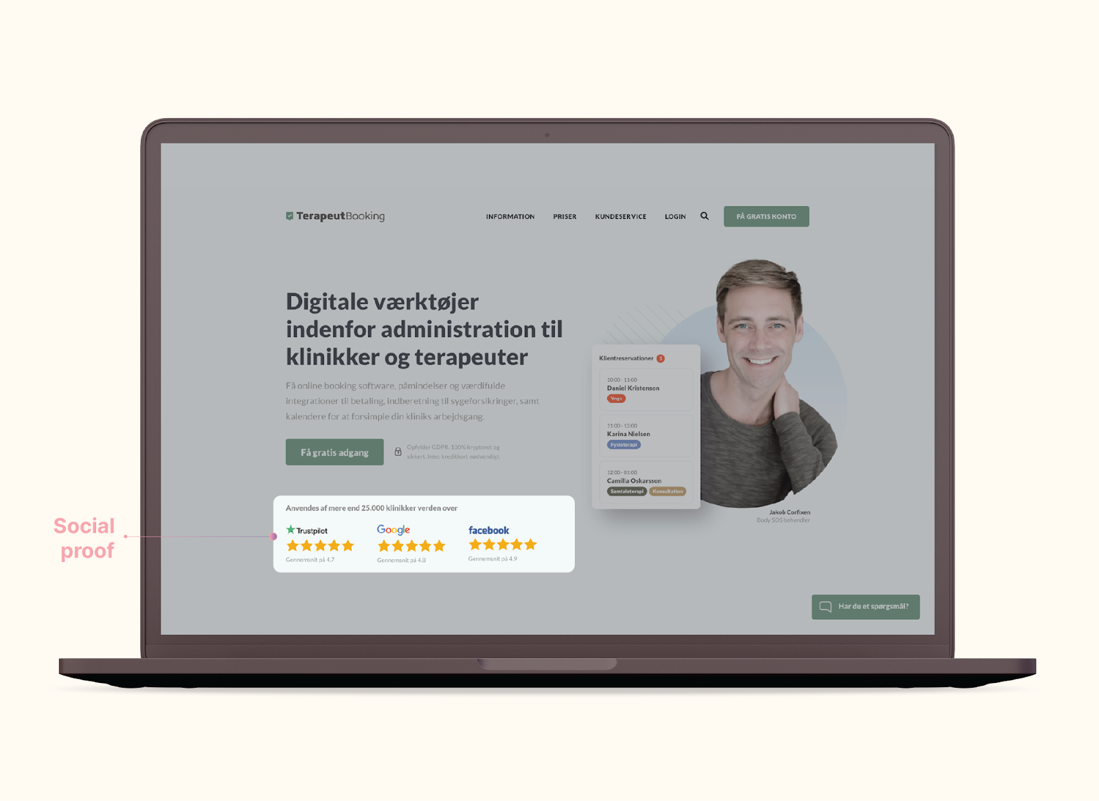 landing page eksempel på social proof anmeldelser