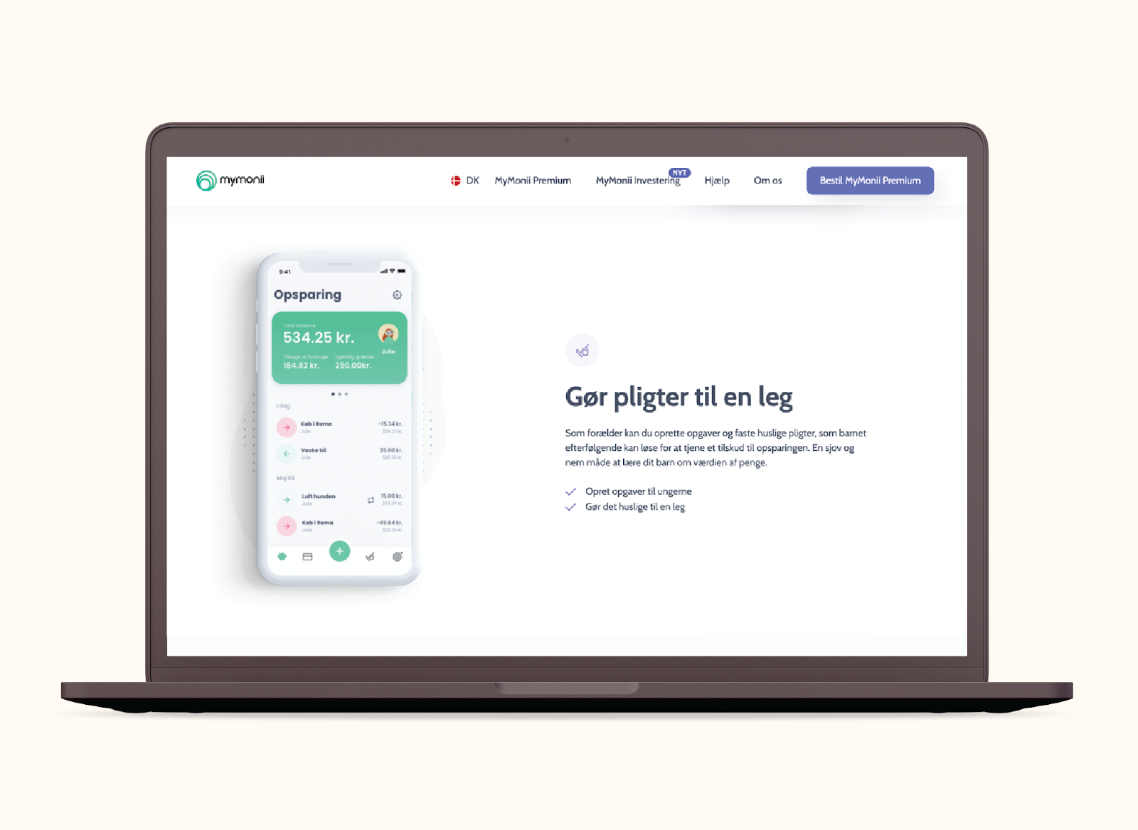 landing page eksempel på produktbeskrivelse med grafik