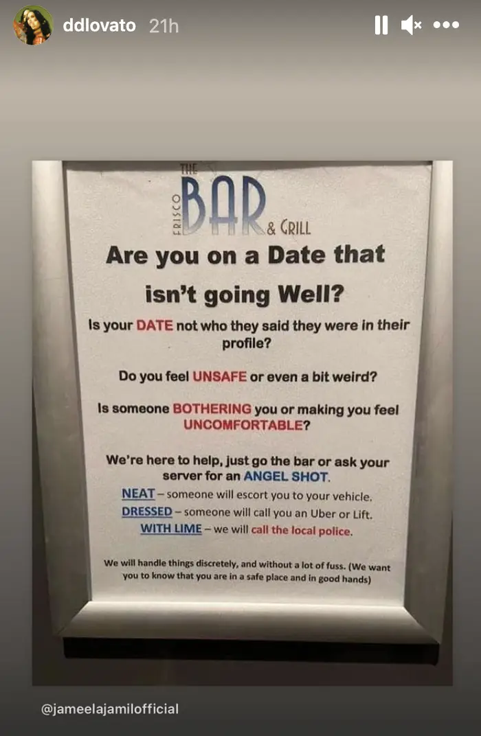 Sign in restaurant explaining an angel shot