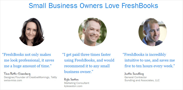 Social proof on Freshbooks helps build trust to prospects.