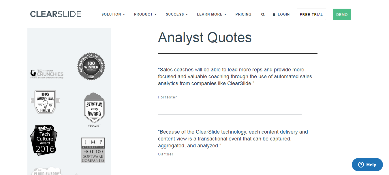 ClearSlide ensures their B2B testimonials are aligned with their overall business.
