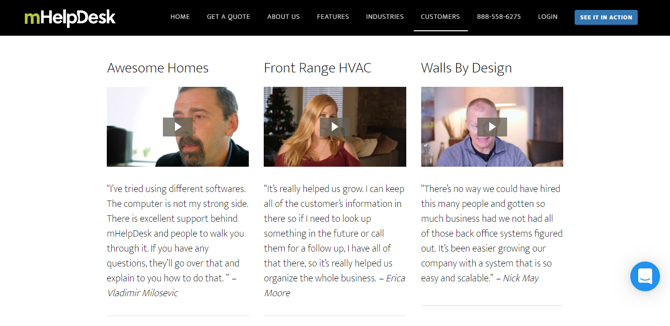 mHelpDesk uses responsive web design to put their best foot forward on B2B testimonials.