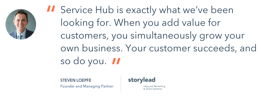 Hubspot customer service vague testimonial.