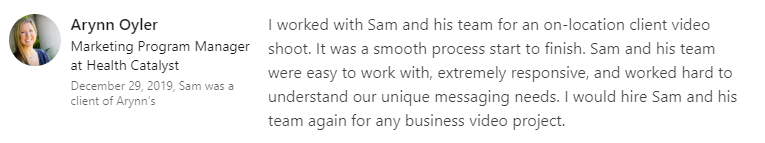 Testimonial Hero LinkedIn review provides a key B2B endorsement.