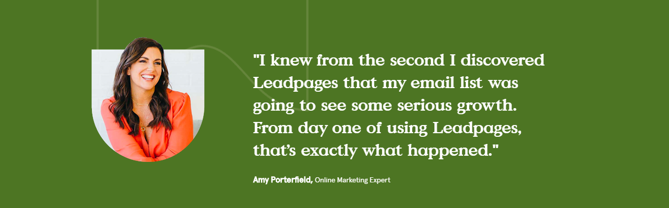 Leadpages shows quotes from satisfied clients.