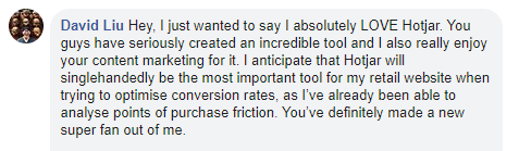 Social media B2B testimonial for Hotjar.