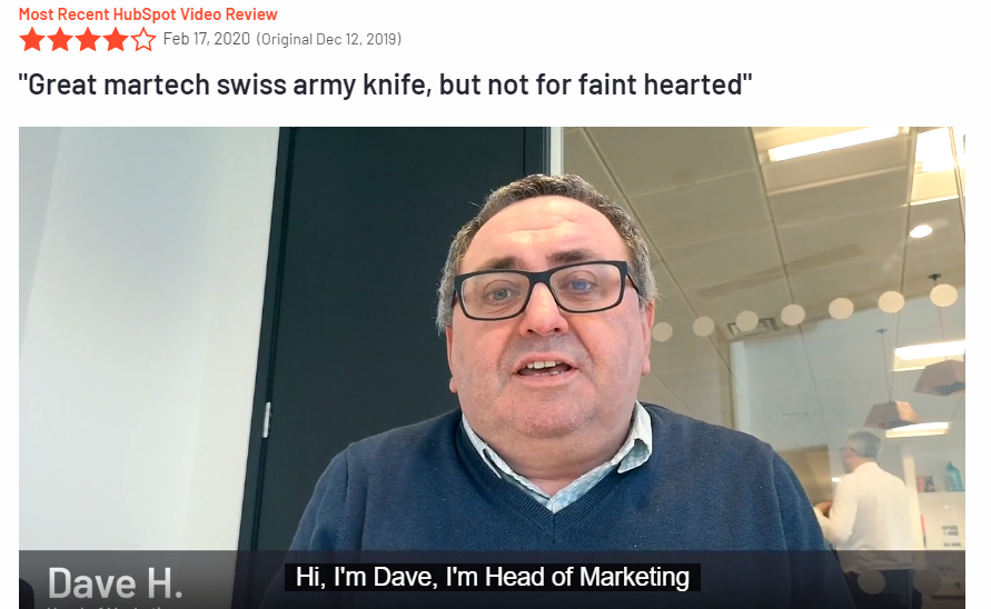 G2 review for HubSpot provides brand trust.