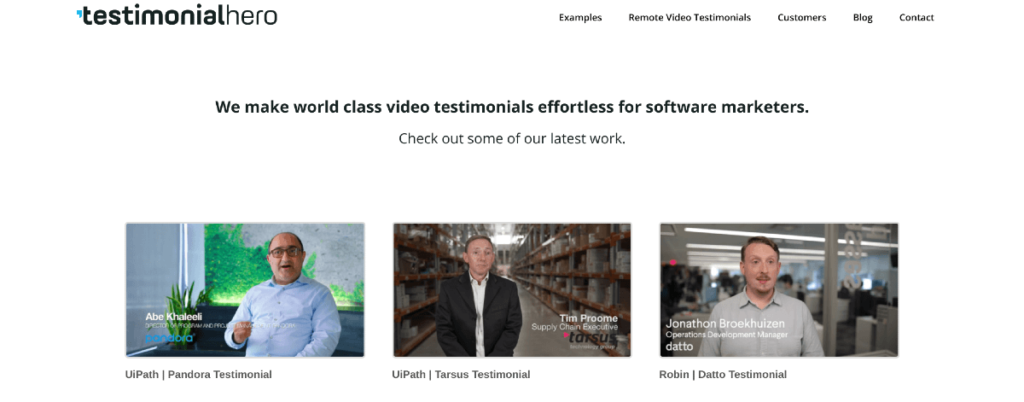 Testimonial Hero Vimeo portfolio.