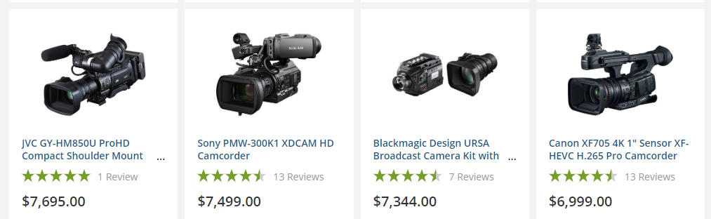 Video equipment expenses add up quickly.
