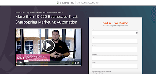 SharpSpring testimonial video landing page