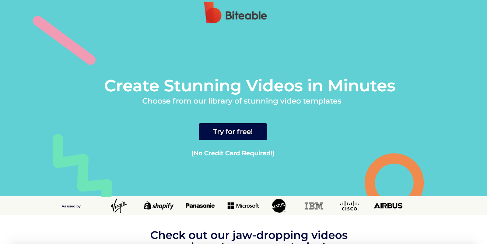 Biteable video editing software homepage