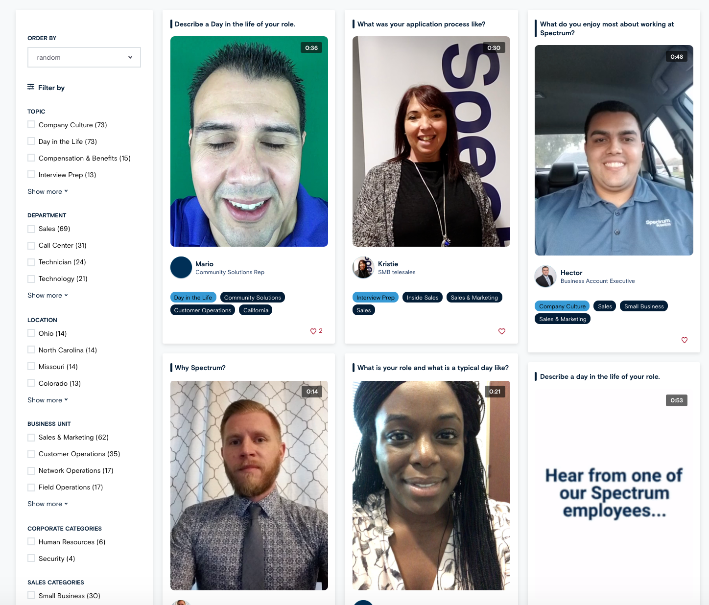 employee testimonial videos that answer questions