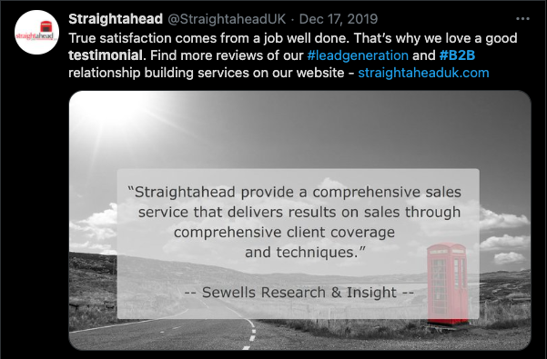 Example of easy-to-share testimonial