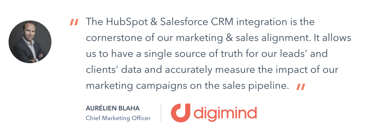 Customer testimonial on HubSpots' website