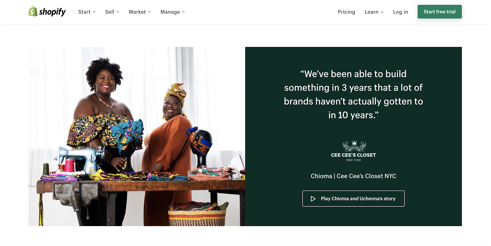 Shopify landing page