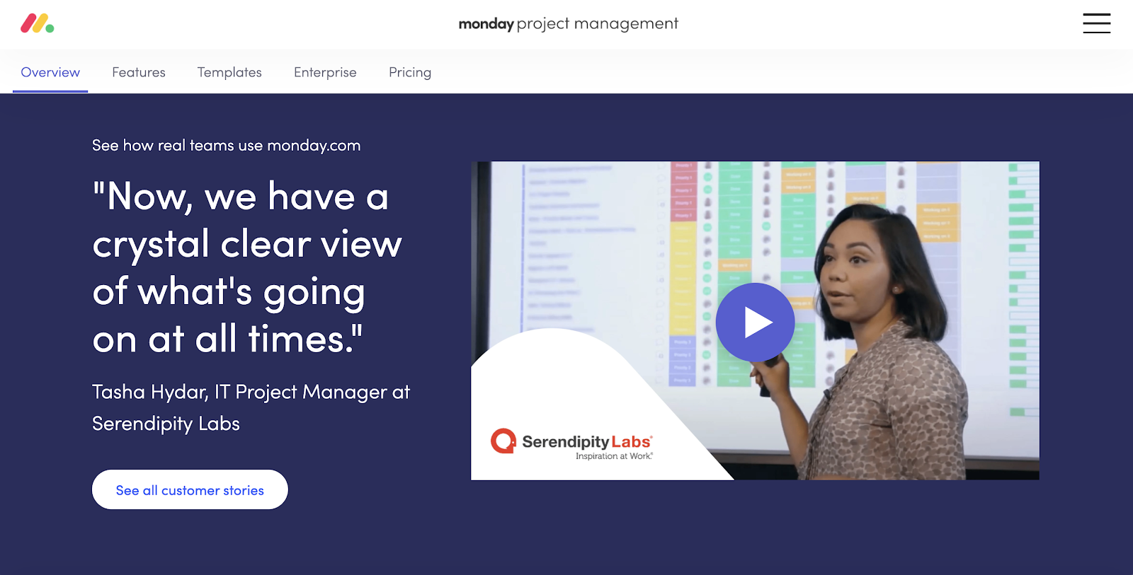 monday.com landing page