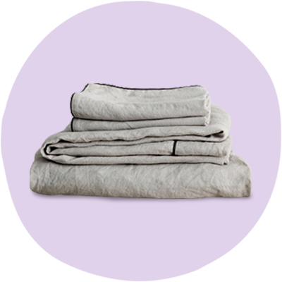 piped linen sheets
