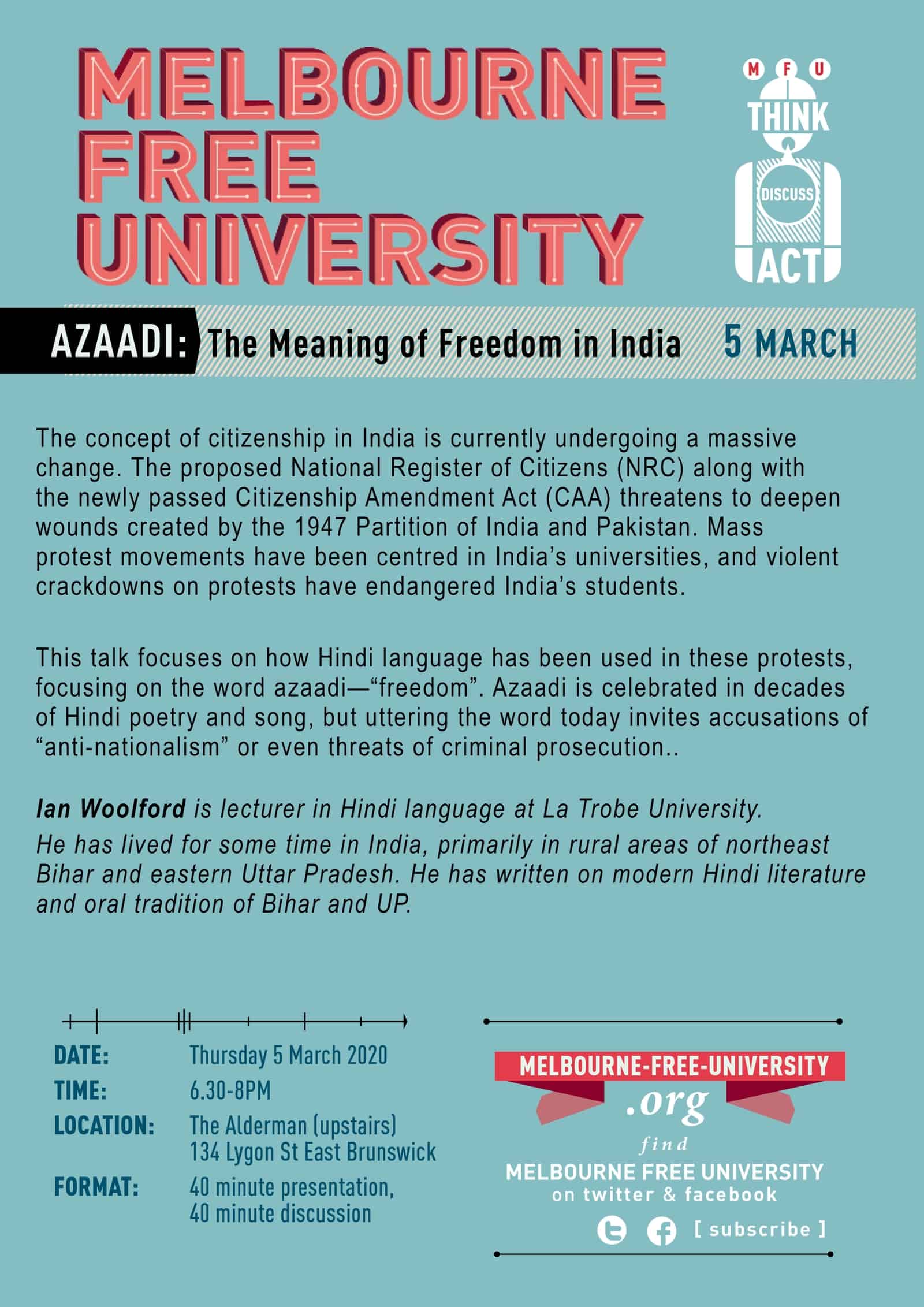Azaadi: The Meaning of Freedom in india | Melbourne Free University