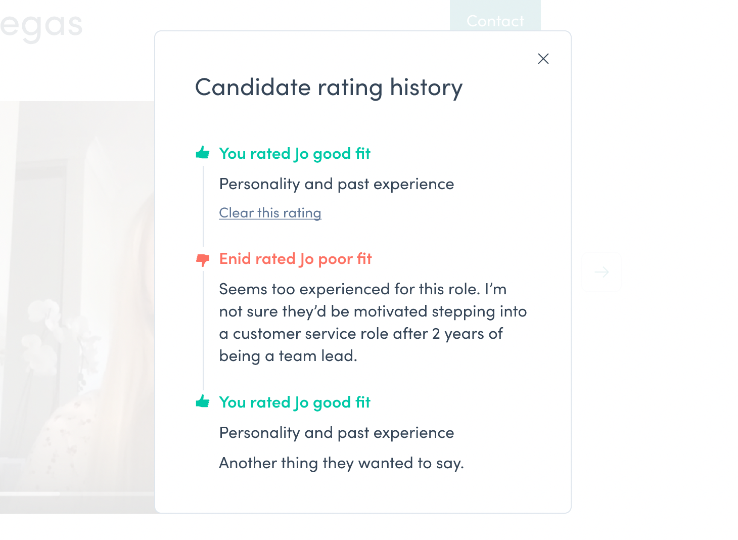 See other colleagues candidate ratings