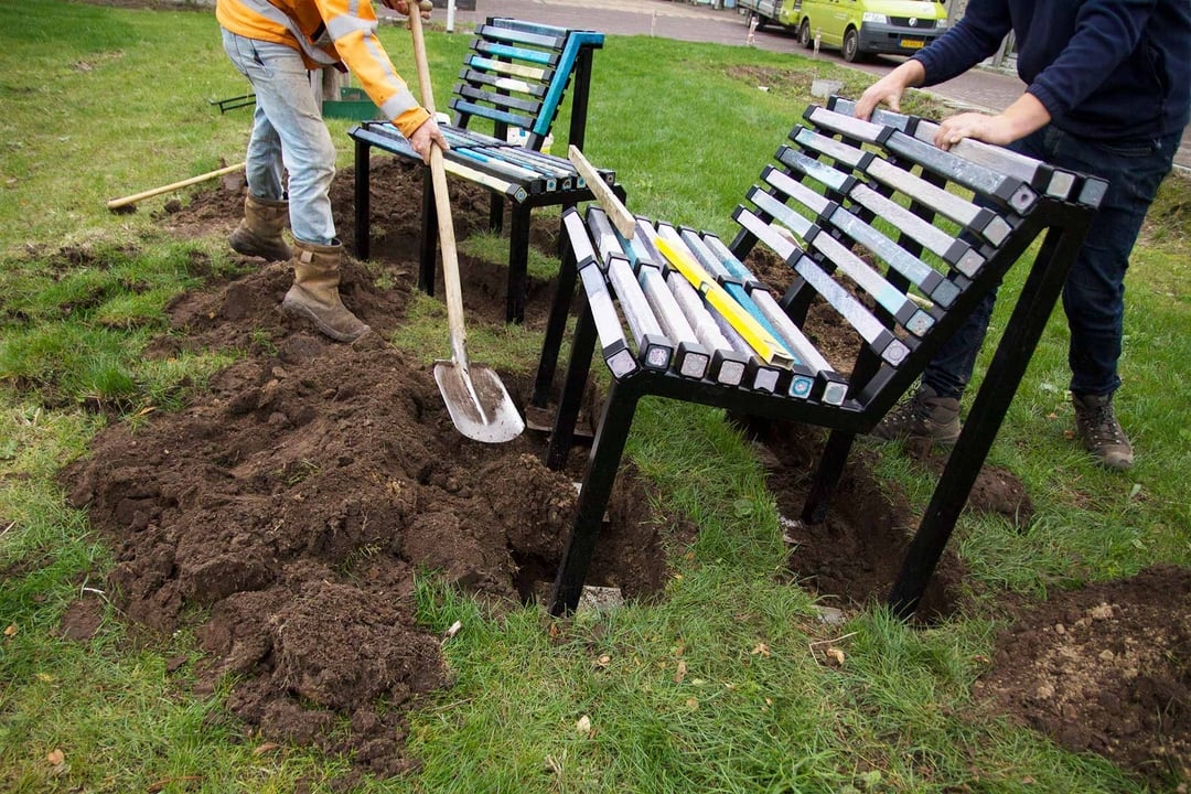 Precious Plastic made some recycled benches for their neighbours